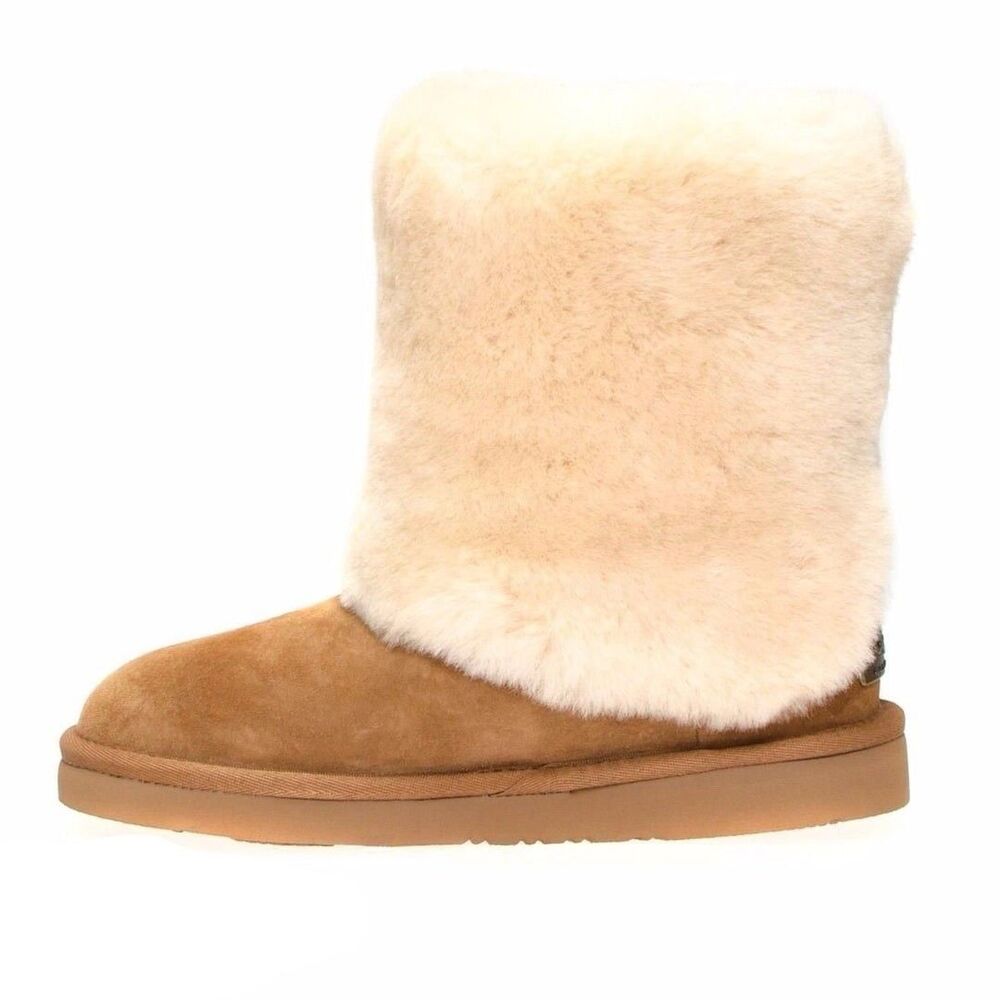 UGG PATTEN CHESTNUT SUEDE SHEEPSKIN CUFF SHORT BOOTS SIZE US 7 WOMEN - Picture 6 of 7